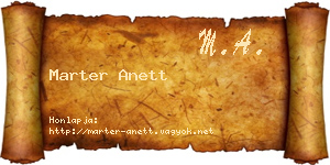 Marter Anett névjegykártya